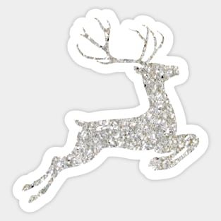 Silver Faux Glitter Christmas Reindeer Sticker